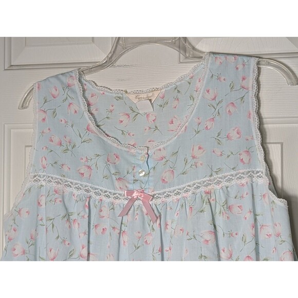 VTG Carriage Court Nightgown & House Robe 2X Blue Pink Floral Eyelet Lace Ribbon - Picture 12 of 15